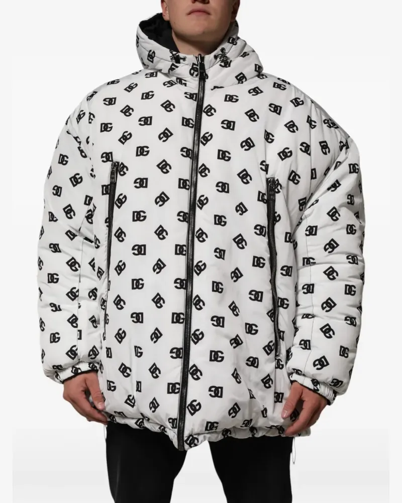 Dolce & Gabbana Kapuzenjacke mit Monogramm - Weiß Weiß