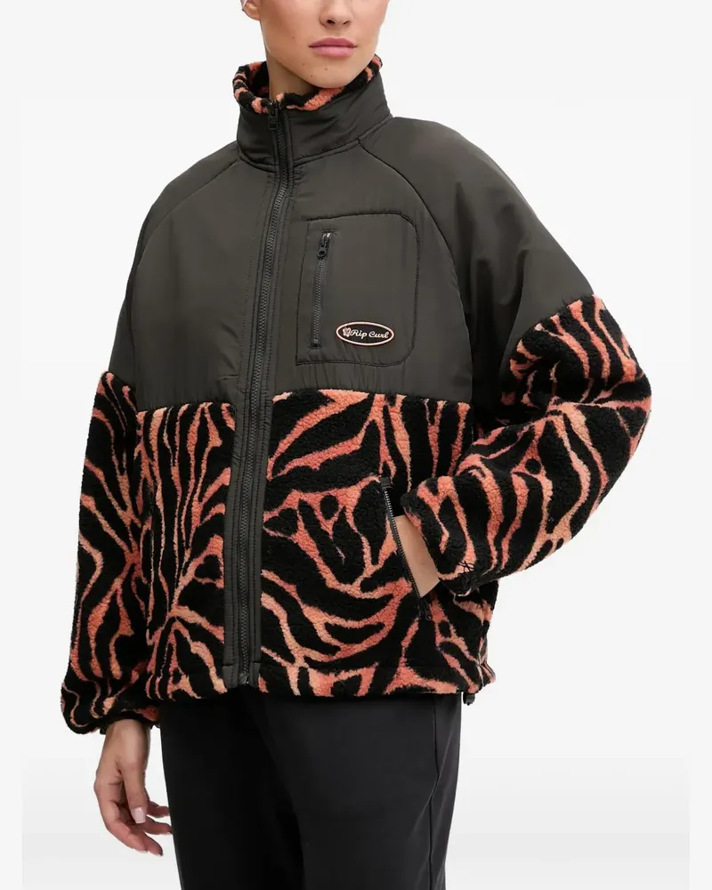 Rip Curl zebra-print fleece-panelled jacket - Schwarz Schwarz