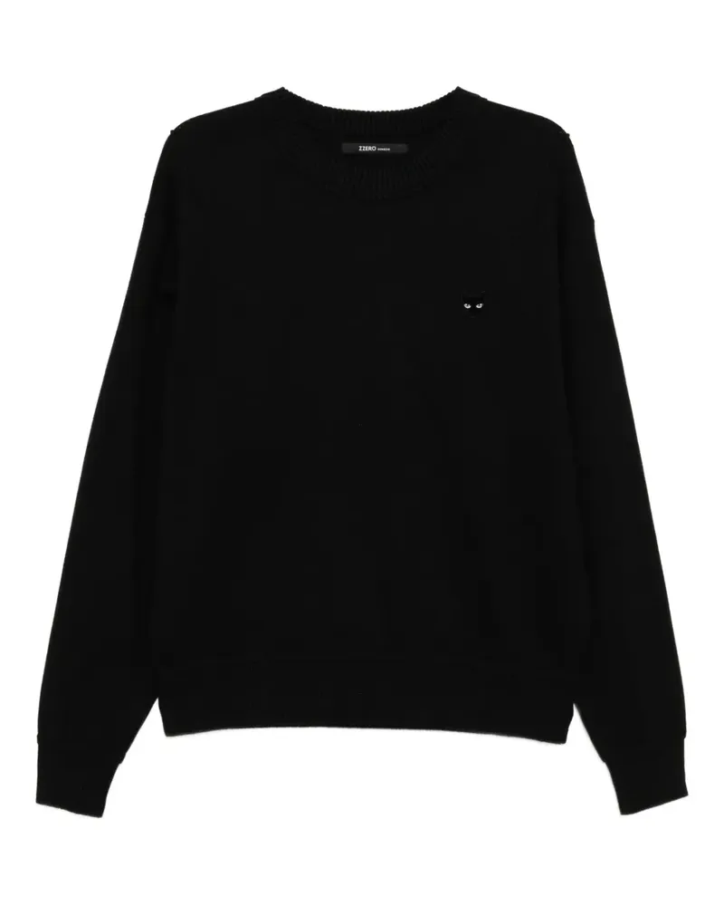 SONGZIO Sweatshirt mit Katzenstickerei - Schwarz Schwarz