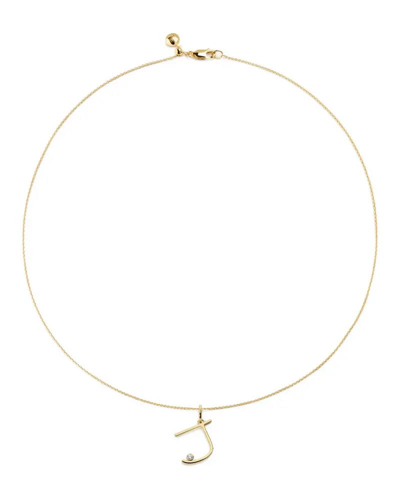Monica Vinader solitaire diamond initial J pendant - Gold Gold
