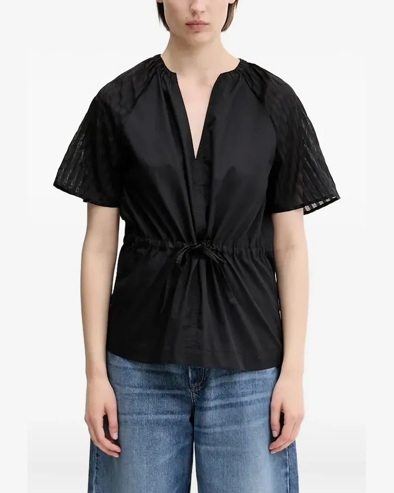 Samsøe & Samsøe Satoma Bluse mit semi-transparenten Einsätzen - Schwarz Schwarz