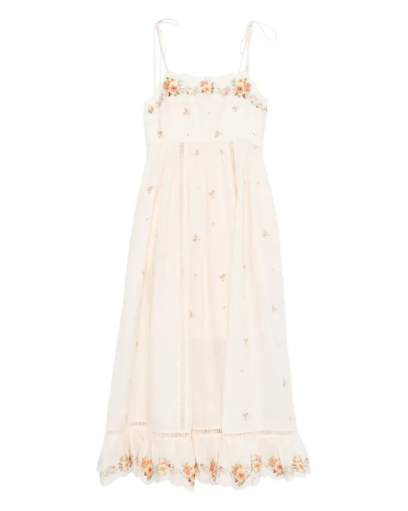 Zimmermann Patience cami floral embroidered midi dress - Nude Nude