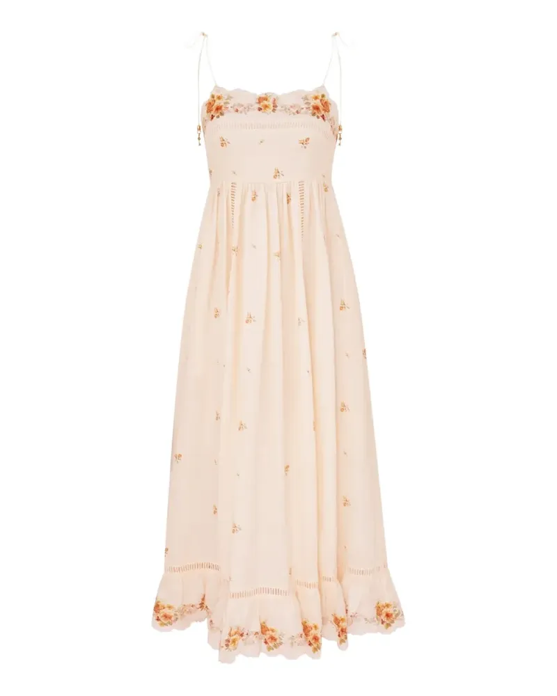 Zimmermann Patience Camisole-Midikleid mit Blumenstickerei - Nude Nude