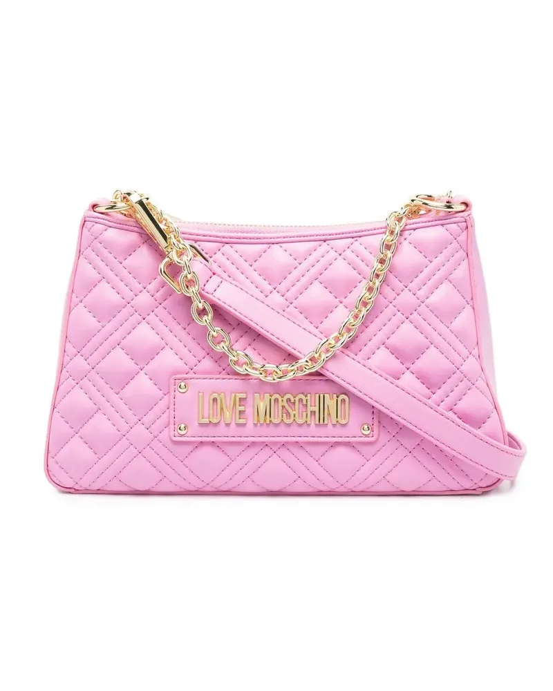 Moschino Handtasche mit Logo-Schild - Rosa Rosa