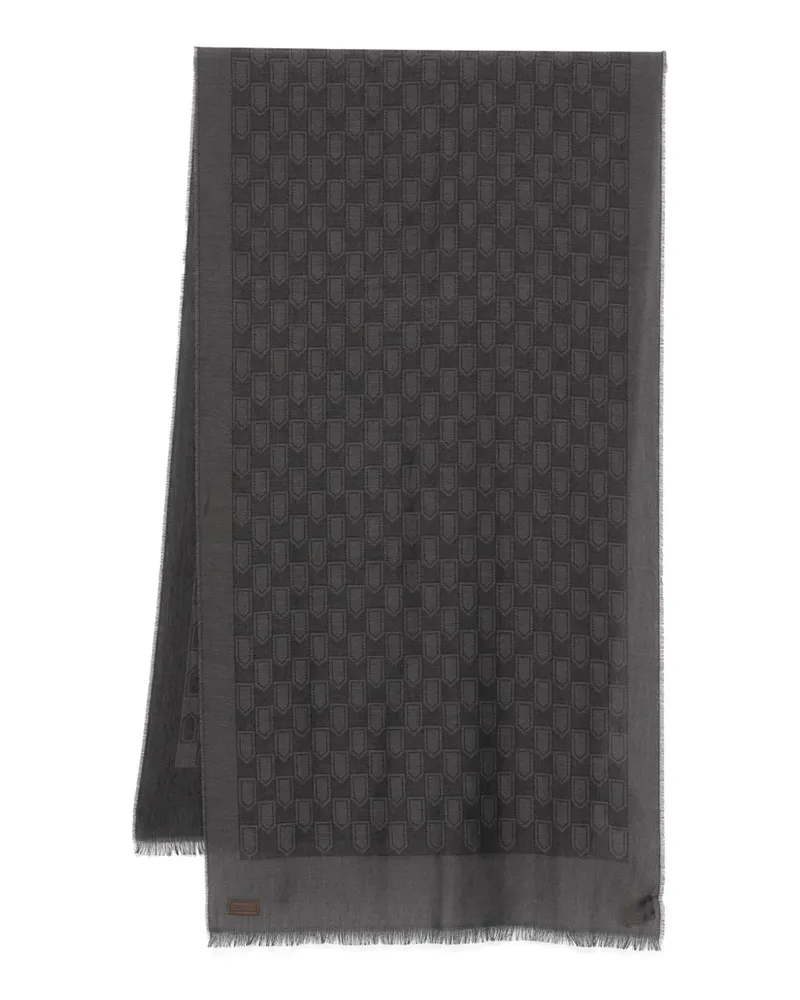 Canali Fransenschal mit Shield-Muster - Grau Grau