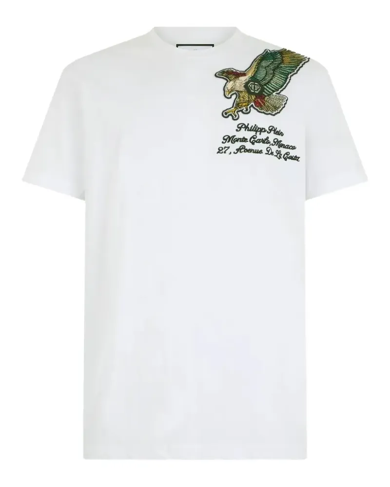 Philipp Plein T-Shirt mit besticktem Patch - Weiß Weiß