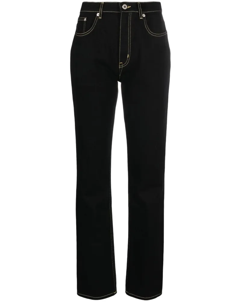 Kenzo Gerade Jeans mit Logo-Patch - Schwarz Schwarz