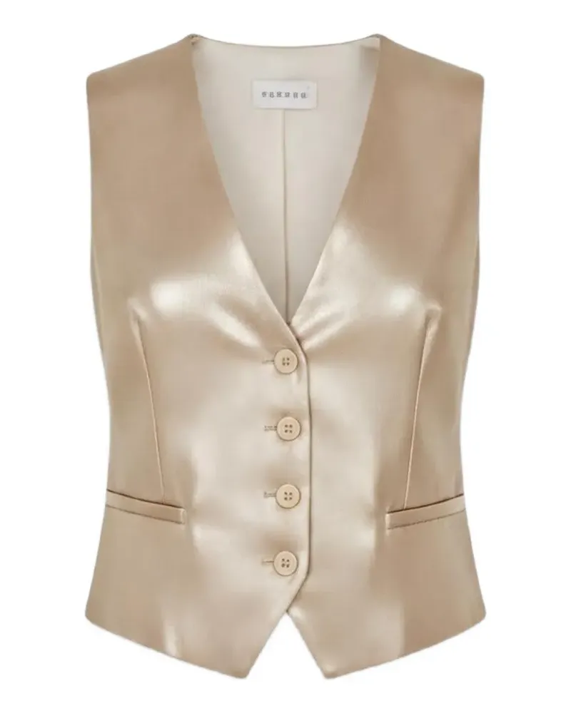 P.A.R.O.S.H. metallic-effect V-neck gilet - Nude Nude