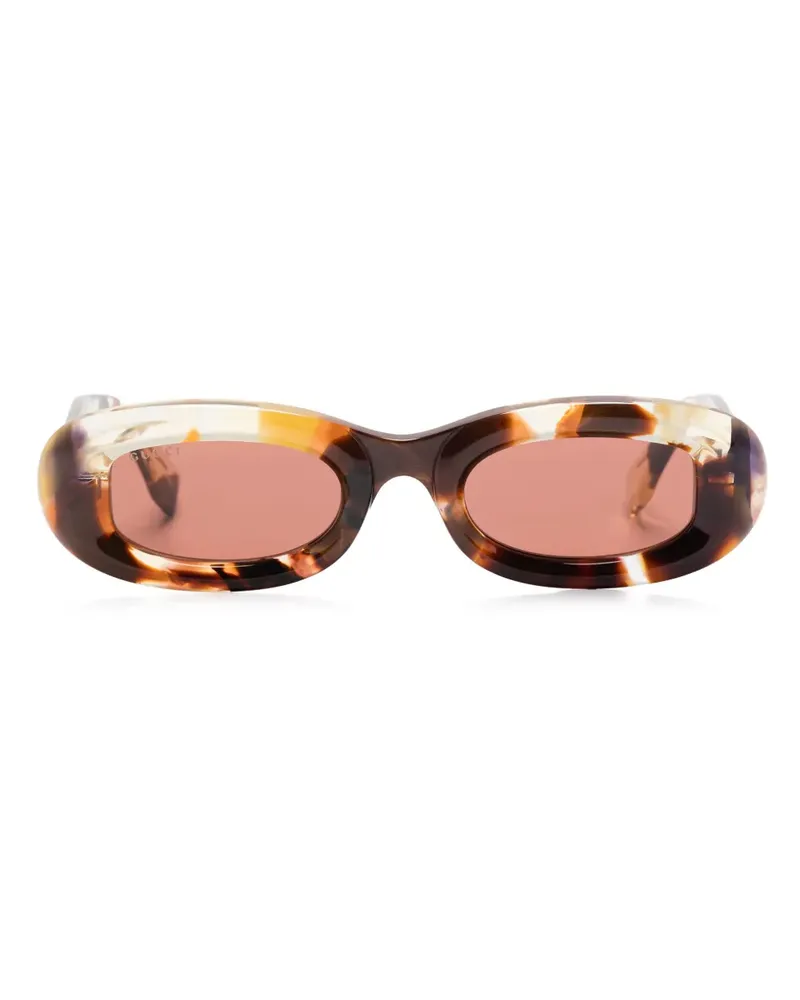 Gucci Sonnenbrille mit ovalem Gestell - Braun Braun