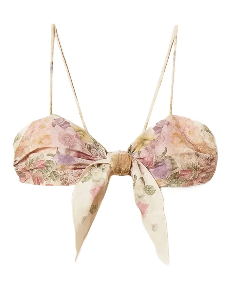 Twin-Set floral-print bustier top - Nude Nude
