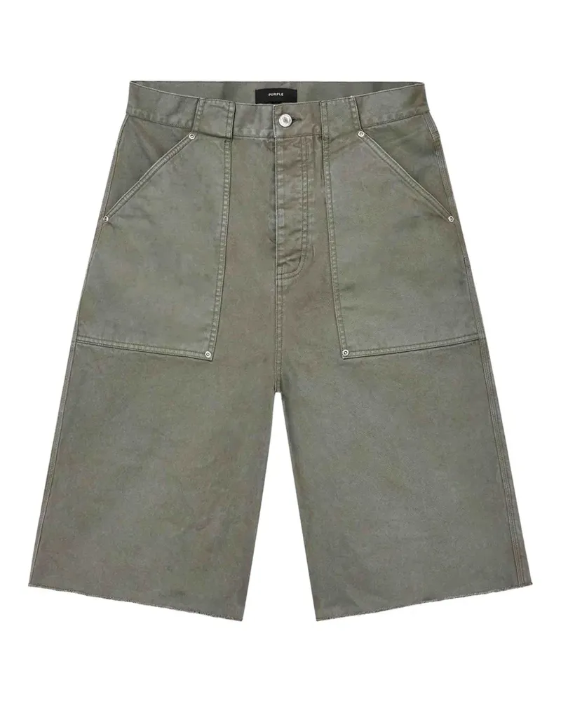 PURPLE BRAND cotton-twill raw-cut shorts - Grün Grün