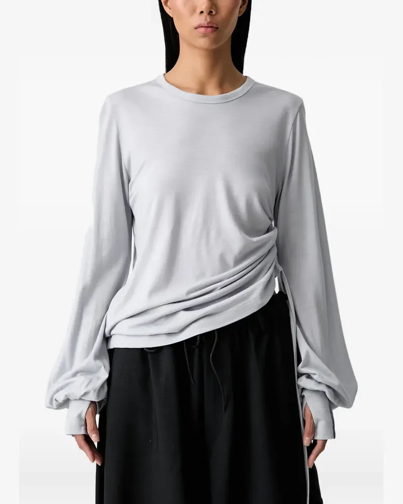 Y-3 gathered-detail long-sleeve T-shirt - Grau Grau