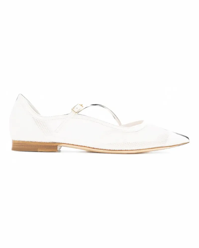 Malone Souliers Bettina mesh buckled ballet flats - Weiß Weiß