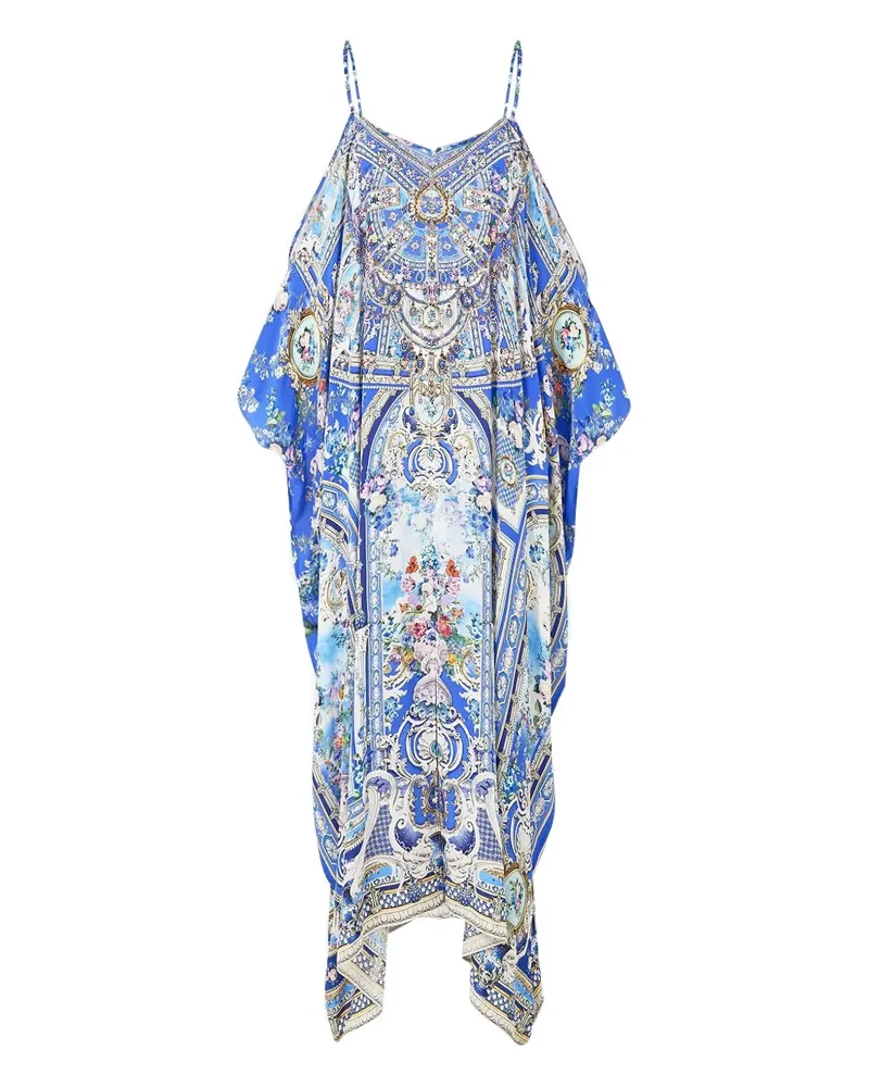 Camilla Ottoman Opulence Maxikleid aus Seide - Blau Blau