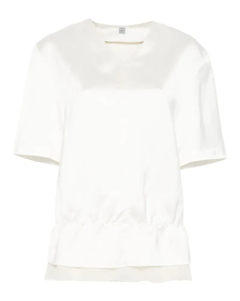 Totême V-neck satin top - Nude Nude