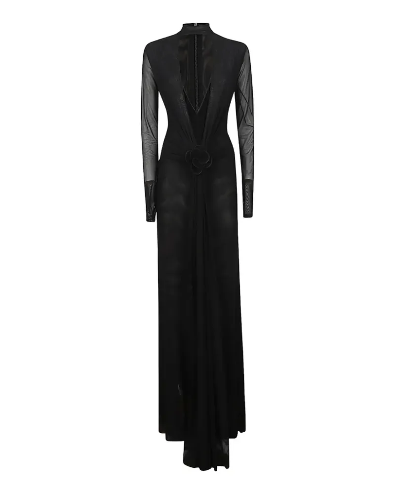 David Koma Maxikleid mit Blumenapplikation - Schwarz Schwarz