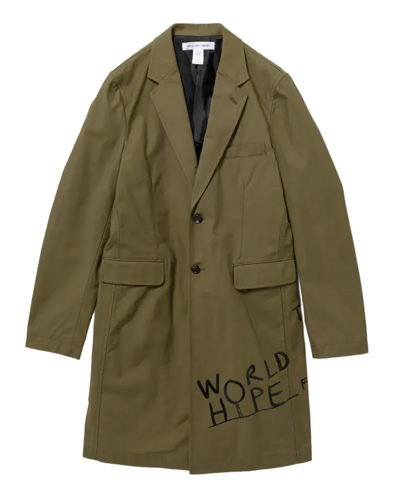 Comme des Garçons Mantel mit Slogan - Grün Grün