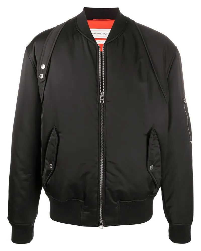 Alexander McQueen Kastige Bomberjacke - Schwarz Schwarz