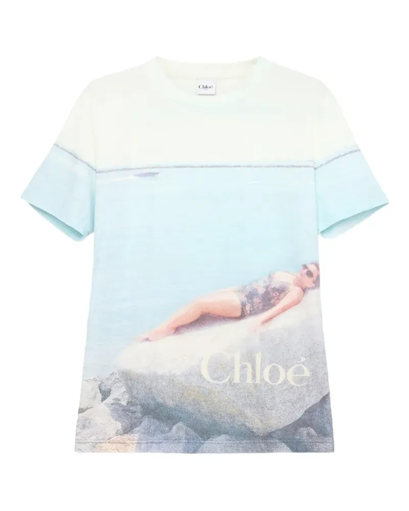 Chloé T-Shirt mit rundem Ausschnitt - Blau Blau