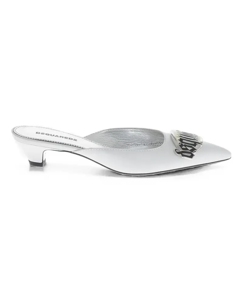 Dsquared2 logo-plaque pointed-toe mules - Silber Silber