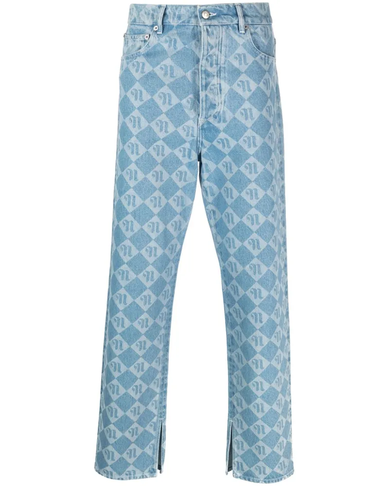 Nanushka Gerade Jeans mit Monogramm-Print - Blau Blau