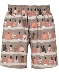 Amir Slama Shorts mit grafischem Print Braun