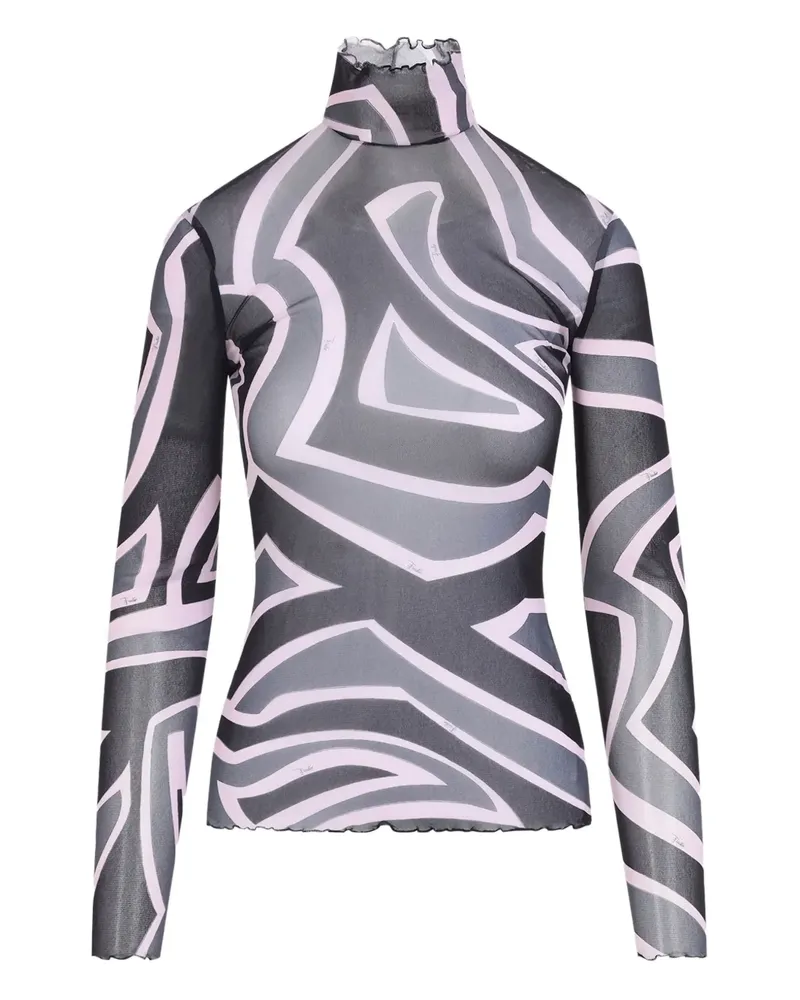 Emilio Pucci abstract-print turtleneck top - Schwarz Schwarz