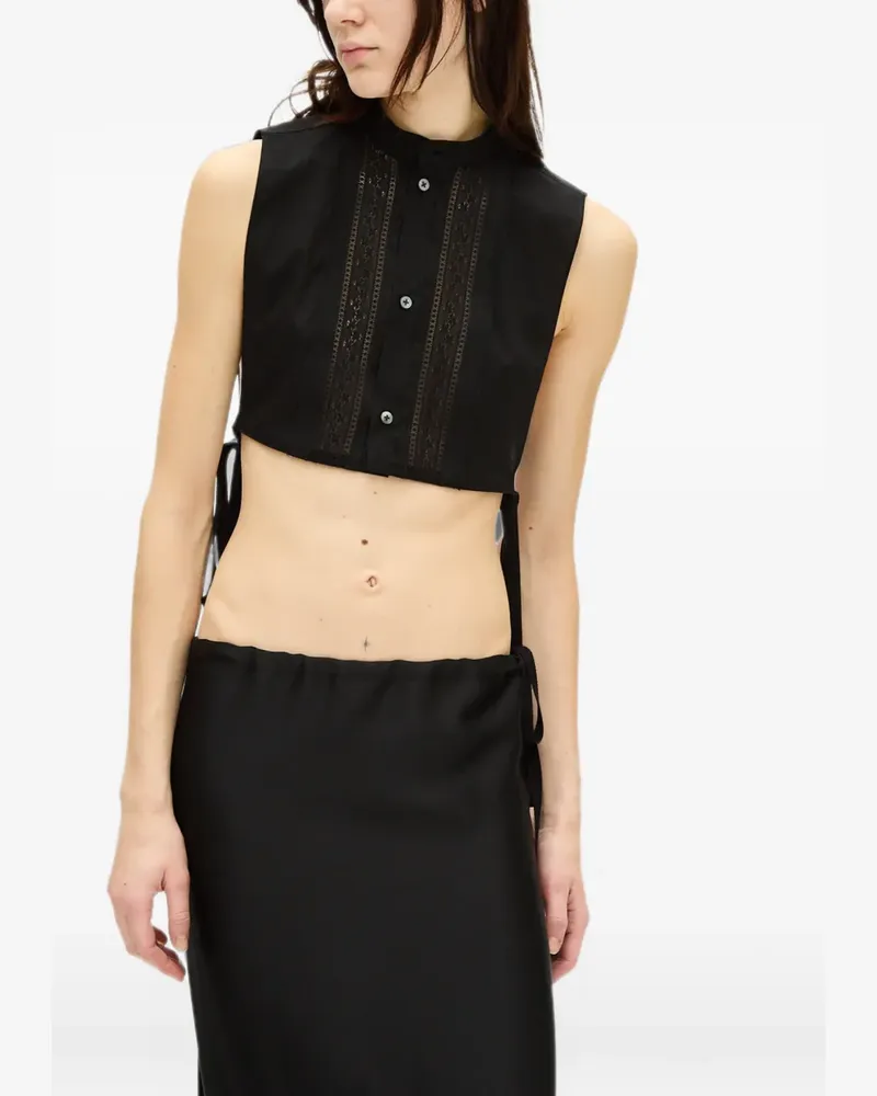 Ann Demeulemeester Top mit Spitzendetail - Schwarz Schwarz