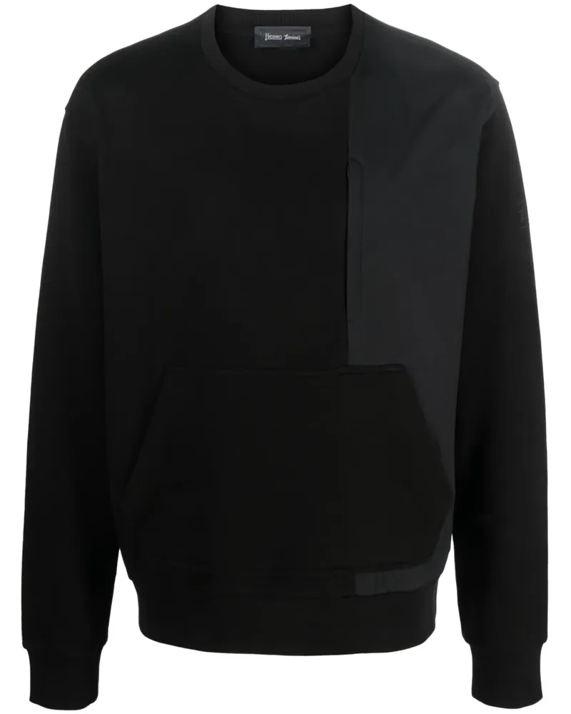 Herno Sweatshirt mit Kontrasteinsatz - Schwarz Schwarz