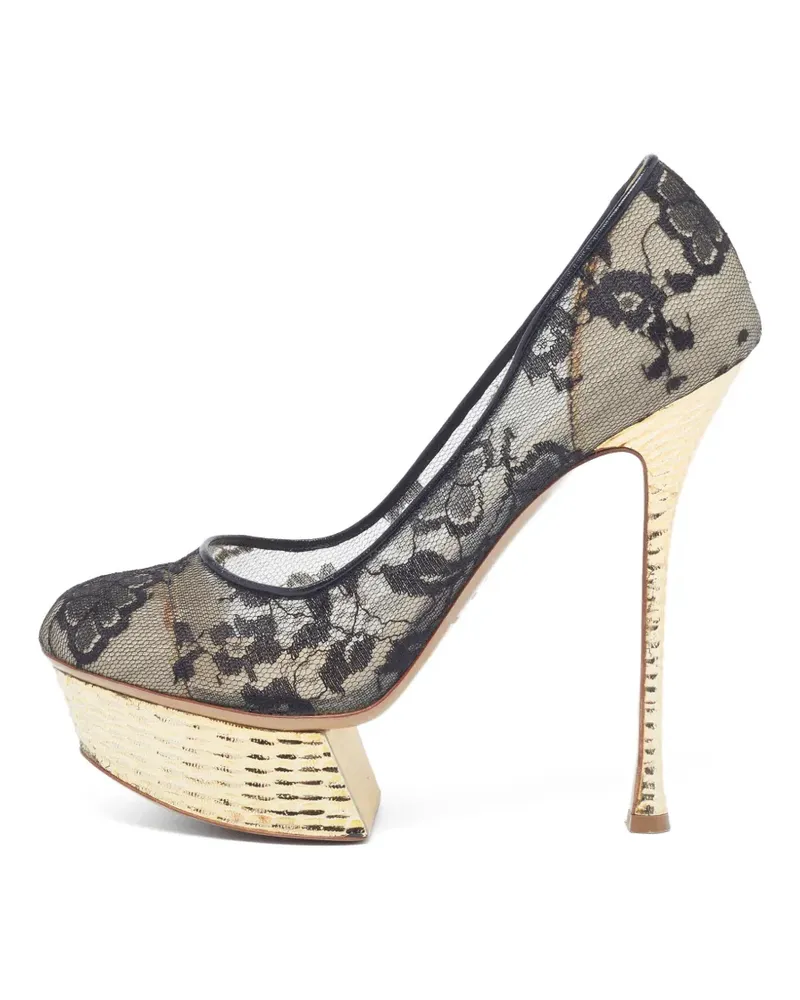Nicholas Kirkwood floral-lace platform pumps - Schwarz Schwarz