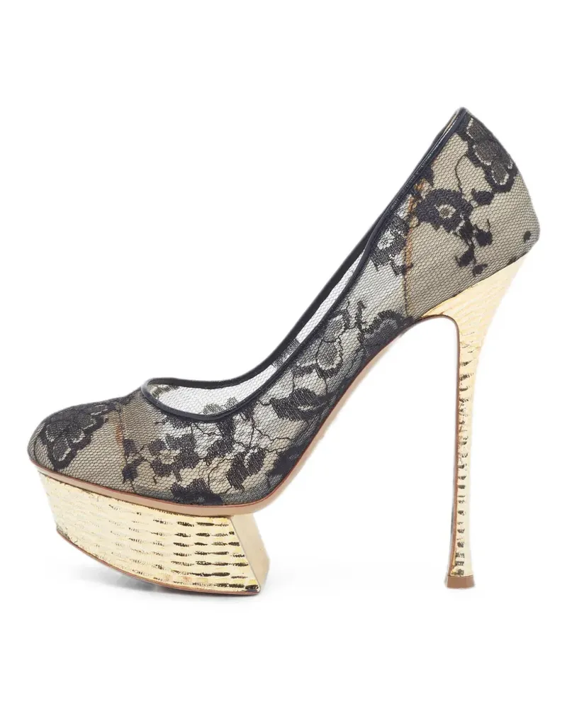 Nicholas Kirkwood floral-lace platform pumps - Schwarz Schwarz