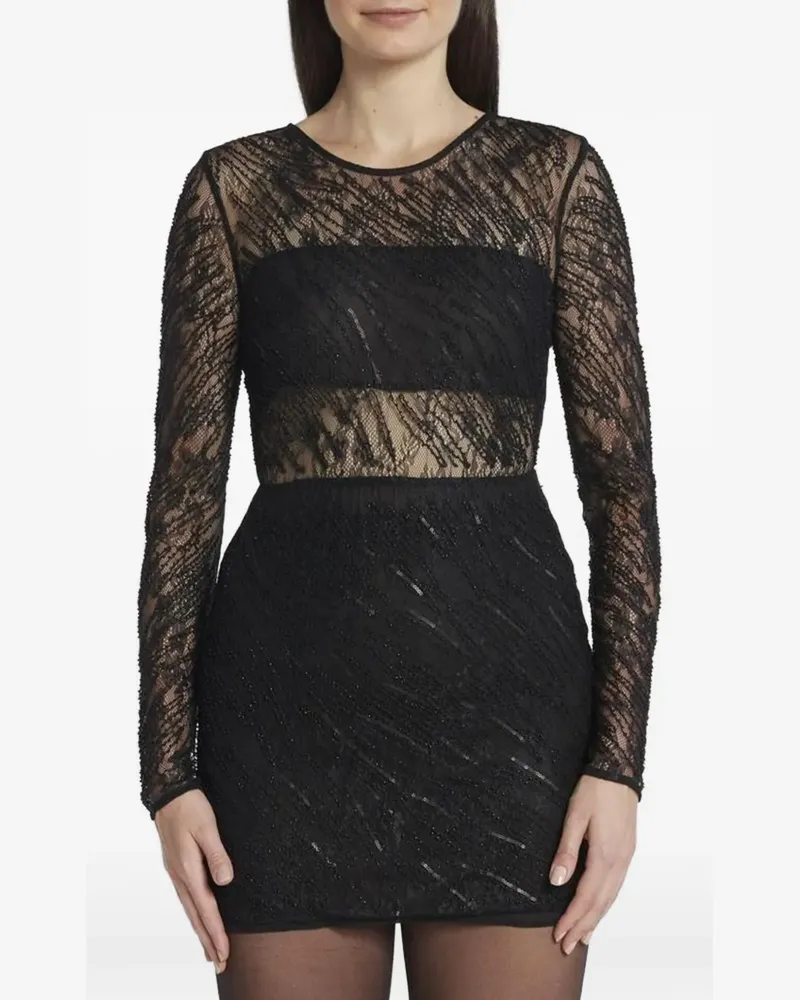 Patrizia Pepe Minikleid mit Pailletten und Cape-Overlay - Schwarz Schwarz