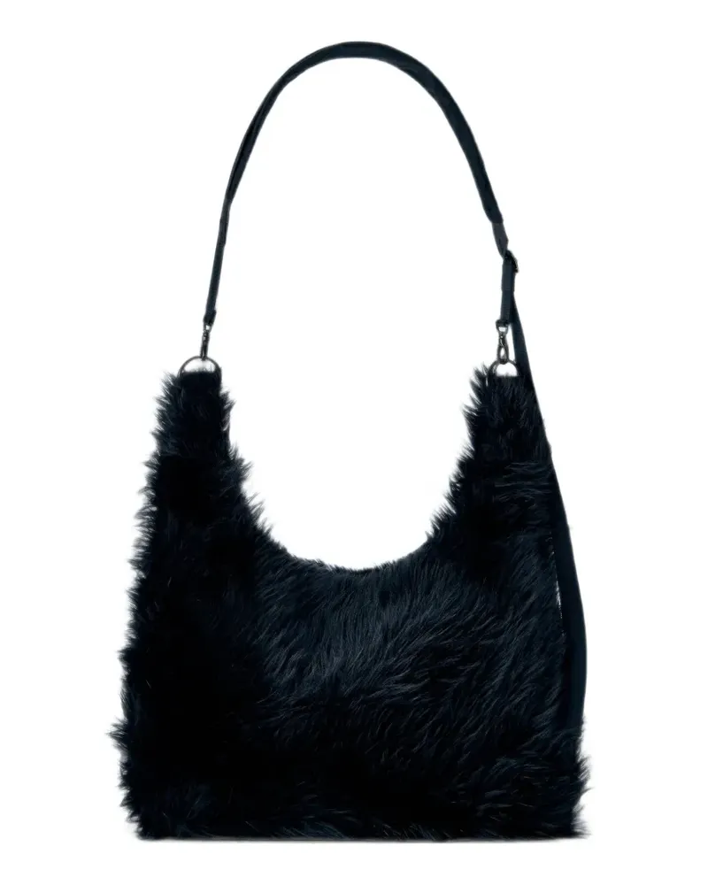 Yohji Yamamoto Schultertasche aus Faux Fur - Schwarz Schwarz