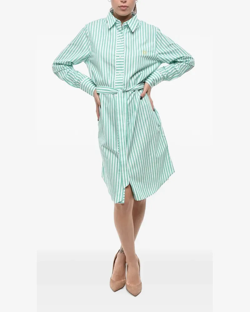 Inès de la Fressange Gestreiftes Hemdkleid mit Gürtel - Grün Grün