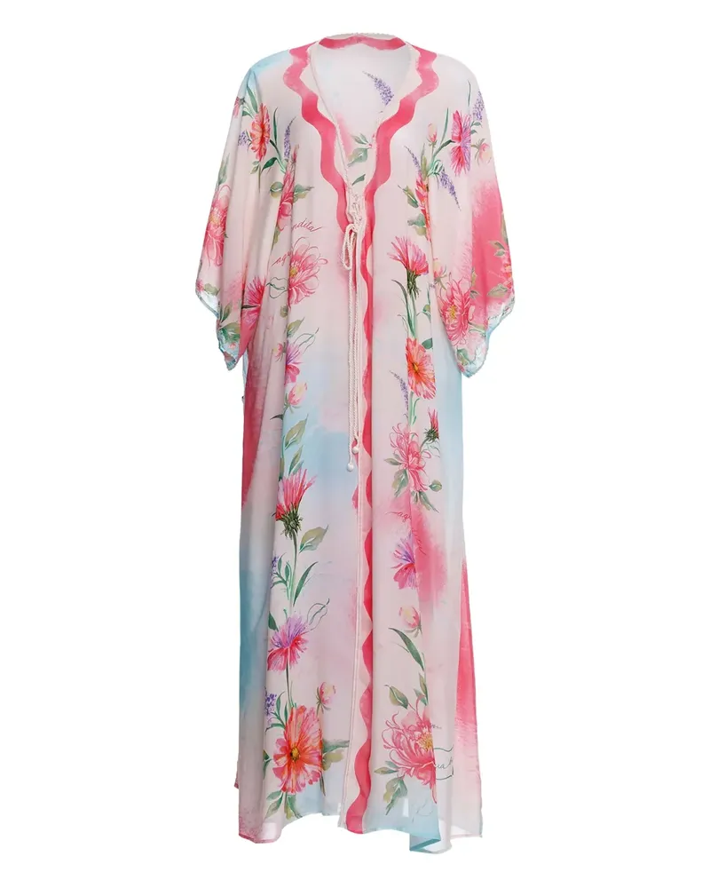 AGUA BENDITA Strandkleid mit Blumen-Print - Weiß Weiß