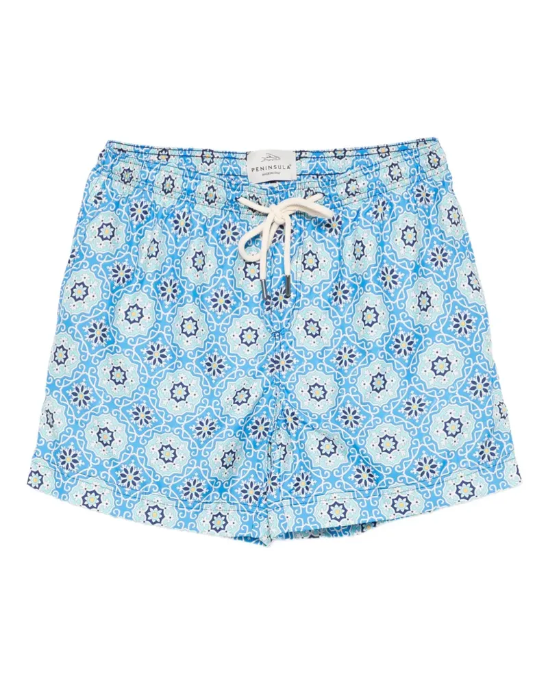 PENINSULA Badeshorts mit geometrischem Muster - Blau Blau