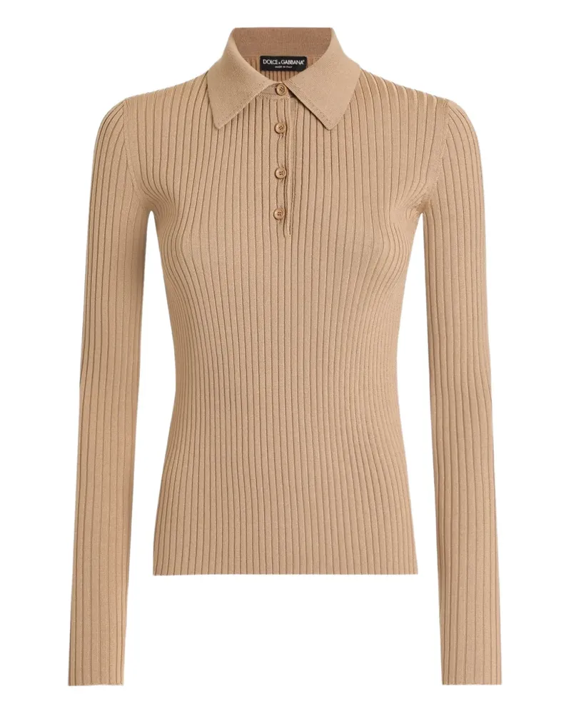 Dolce & Gabbana Geripptes Poloshirt - Nude Nude