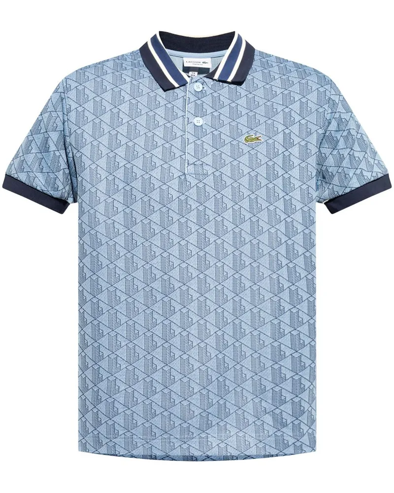 Lacoste Poloshirt aus Monogramm-Jacquard mit Logo-Stickerei - Blau Blau