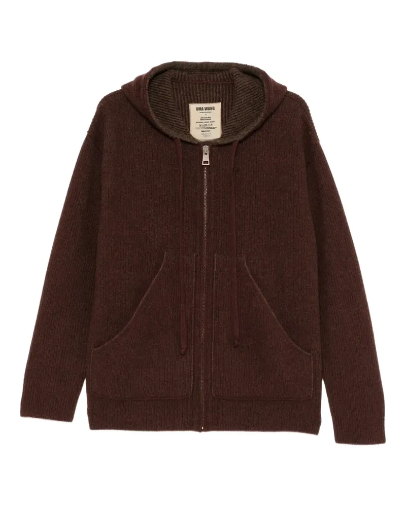 Uma Wang Gerippter Hoodie mit Kordelzug - Braun Braun