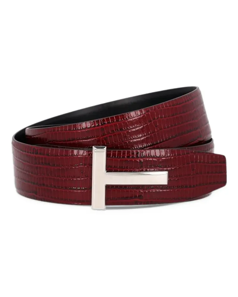 Tom Ford T-logo lizard-effect belt - Rot Rot