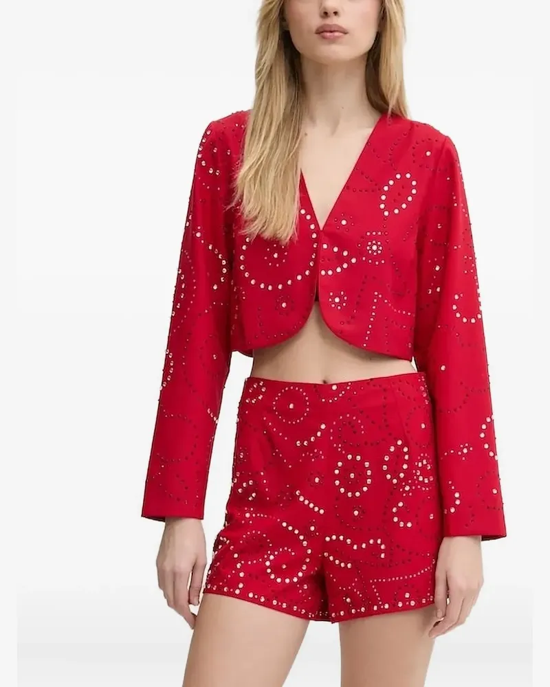 Never Fully Dressed Cropped-Jacke mit verziertem Kragen - Rot Rot
