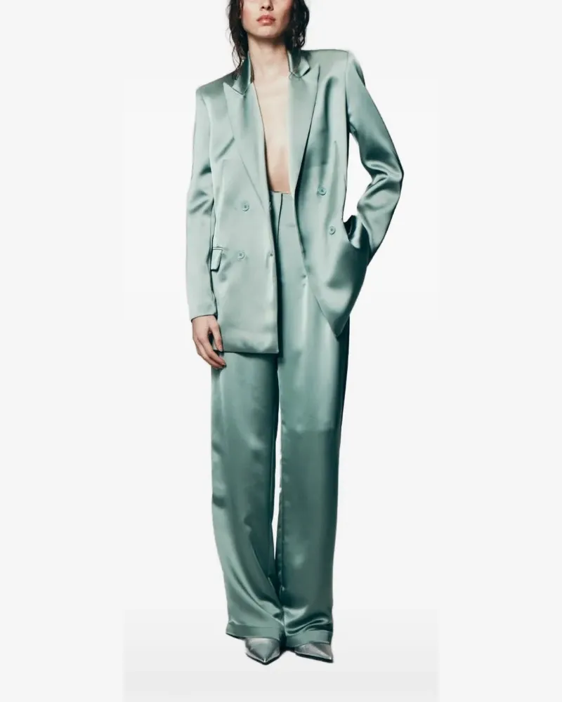 In The Mood for Love Bonnie double-breasted satin blazer - Blau Blau