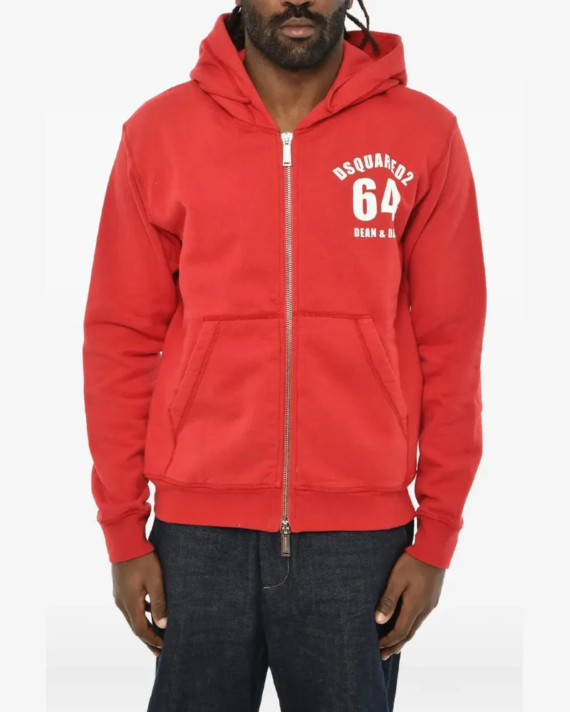 Dsquared2 logo-print zip-up hoodie - Rot Rot