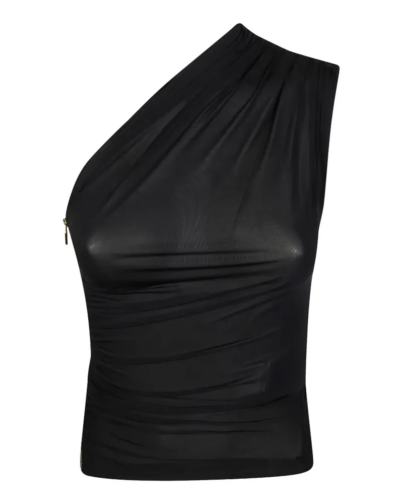 Elisabetta Franchi one-shoulder zip top - Schwarz Schwarz