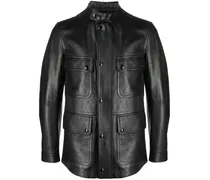 Lederjacke mit Reißverschluss - Schwarz