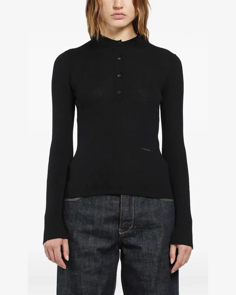 Fendi Gerippter Pullover - Schwarz Schwarz