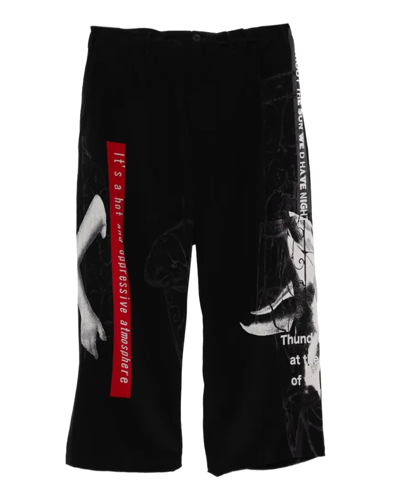 Yohji Yamamoto Hose mit grafischem Print - Schwarz Schwarz