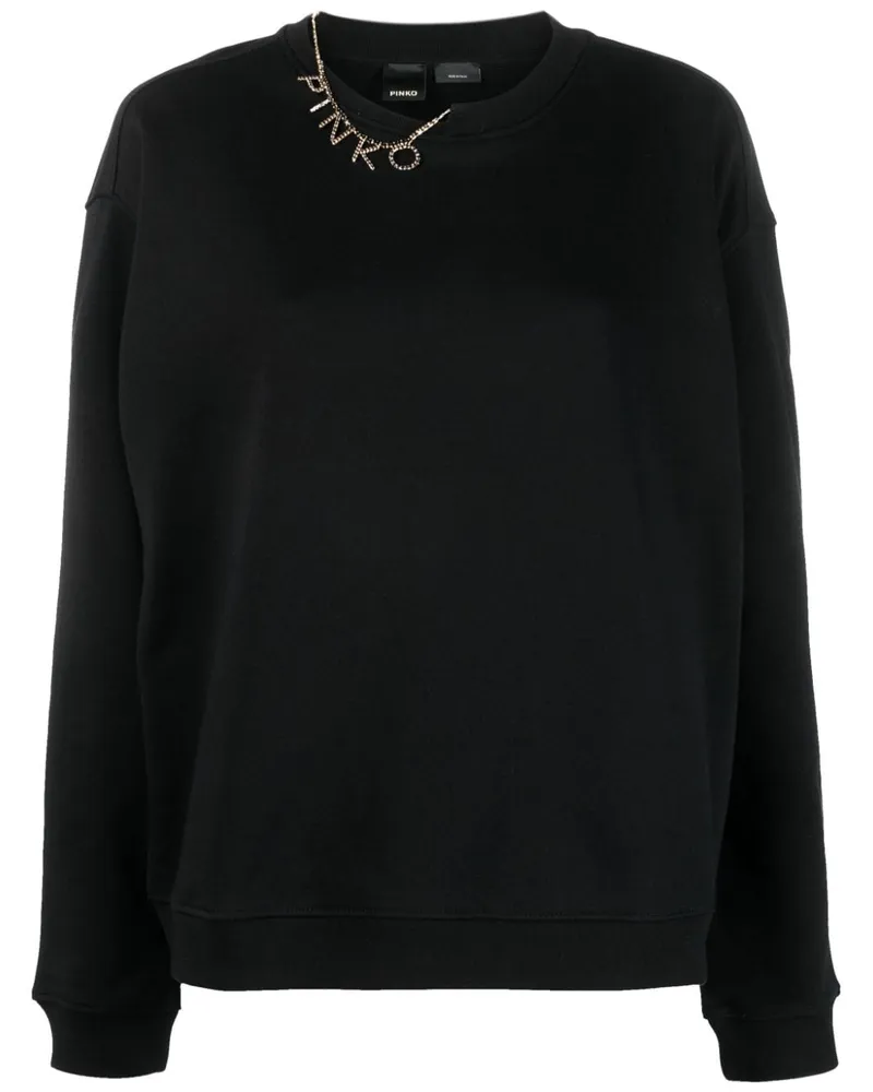 Pinko T-Shirt mit Logo-Anhänger - Schwarz Schwarz