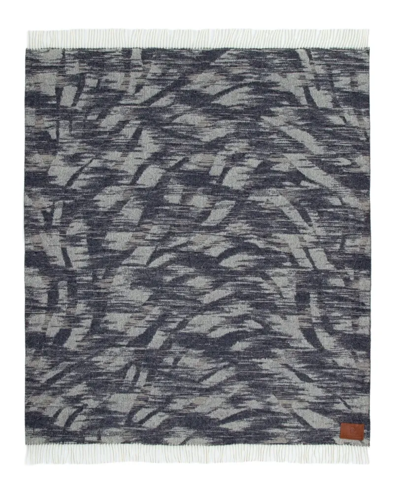 Roberto Cavalli Home Savanna fringed animal-pattern wool blanket - Grau Grau