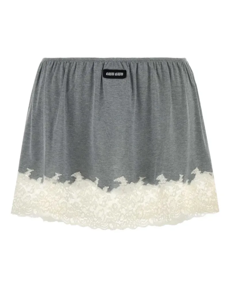 Miu Miu lace-hem mini skirt - Grau Grau
